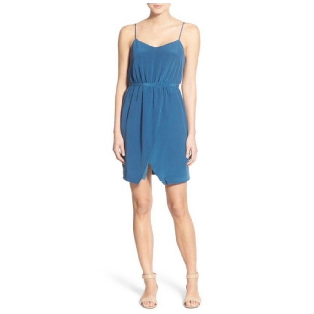 MADEWELL Blue Silk Sandstar Mini Dress Cami Tulip Hem